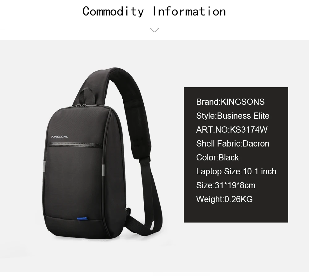 Kingsons маленький мужской нагрудный рюкзак для 10,1 дюймового планшета, повседневная сумка через плечо, рюкзак на одно плечо для отдыха и путешествий, новинка
