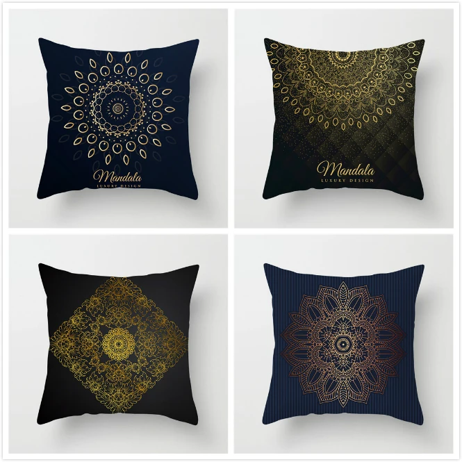 

Fuwatacchi Geometric Throw Pillow Case Indian Style Pattern Cushion Cover Gold Pillow Cover Home Decorative for Sofa Car 2019