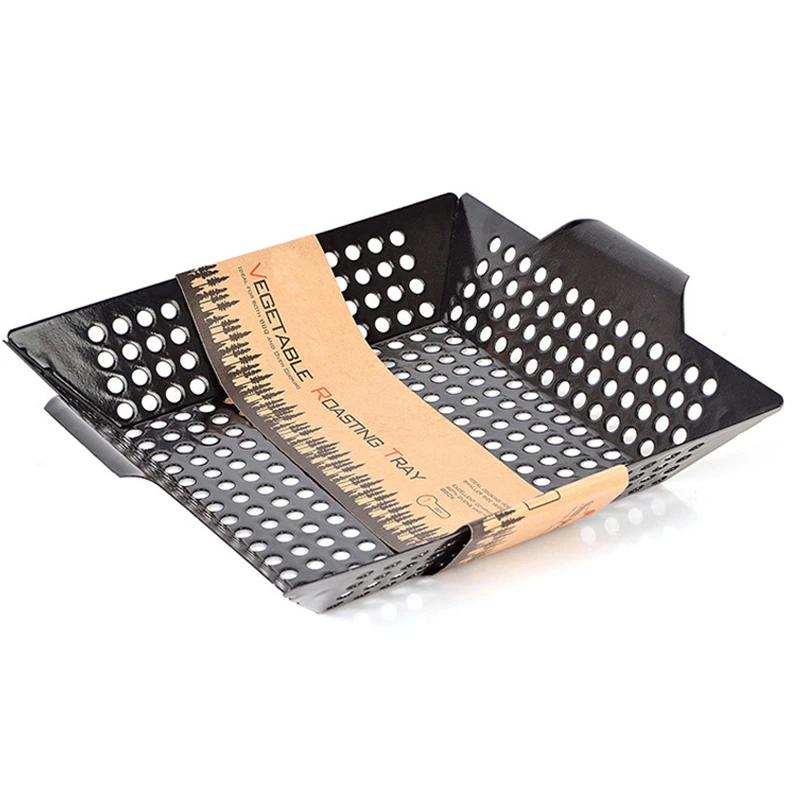 

Cast Steel Roasting Pan Outdoor BBQ Pan Holes BBQ Tool Picnic Home Griddle Outdoor Plate Grill Roast Meat Pans Cooking Tools 1pc