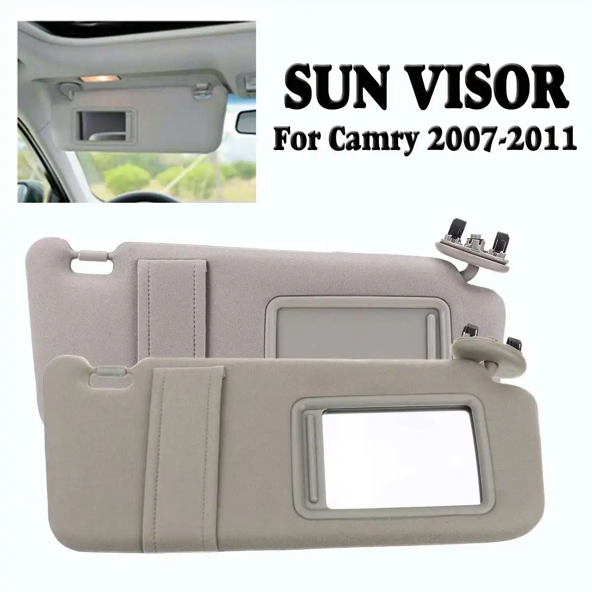

1PC Gray/Beige Sun Visor Shield Right Side Driver Side Sunshade Visors For Toyota Camry 2007-2011 Interior Parts WITHOUT SUNROOF