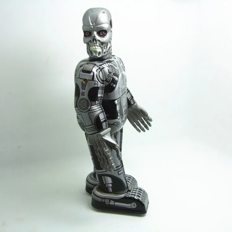 

[New] Classic collection Retro Clockwork Wind up Metal Walking Tin terminator robot toy Mechanical toys kids christmas gift