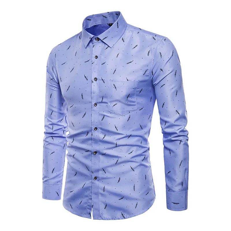 

Newly Men's Shirt Lapel Long Sleeve Printing Casual Slim Gift For Business Party Dating DOD886