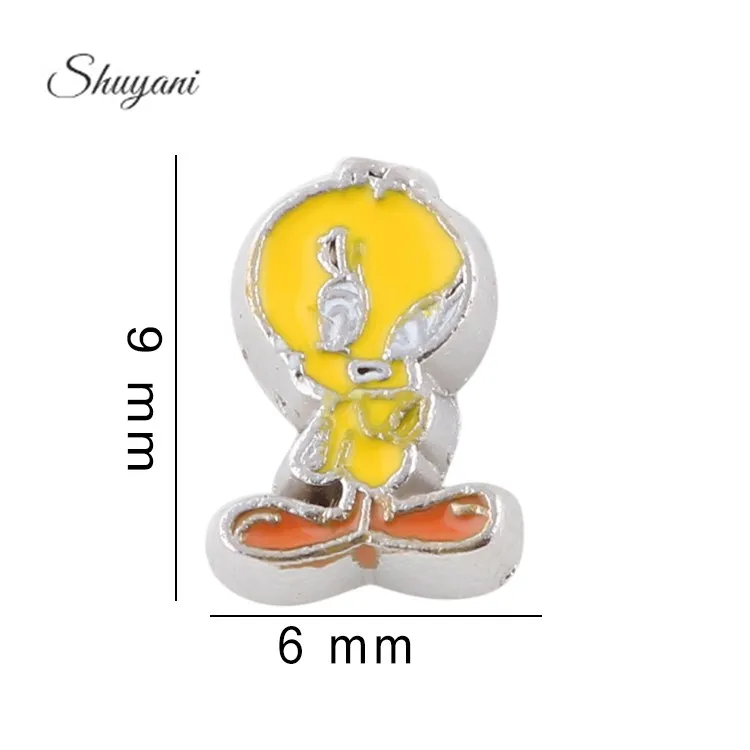 

9*6mm Cartoon Character Yellow Donald Duck Floating Locket Charms For Glass Locket
