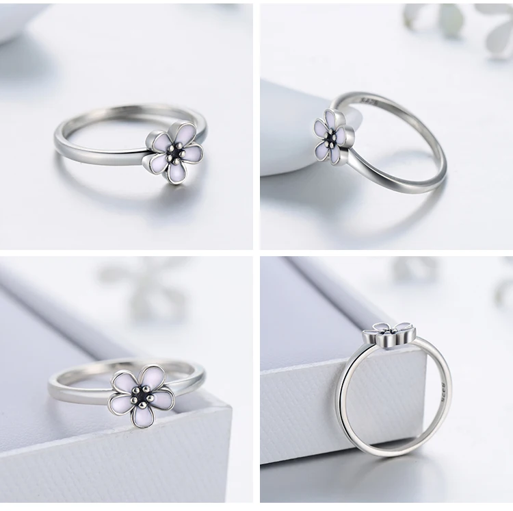 Modian Top Quality Elegant Pink Enamel Fashion Ring 100% Original 925 sterling Silver Engagement Jewelry For Women Wedding Gift