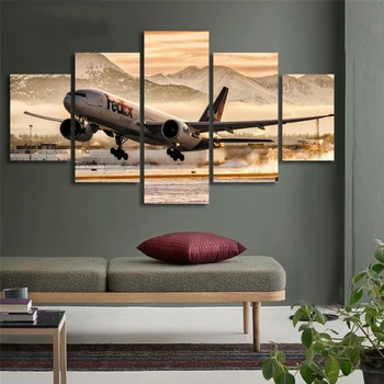 

Artryst HD Printed Pictures Canvas Living Room Wall Art 5 Pieces Airplane Takes Off Paintings Aircraft Airport Poster Home Decor