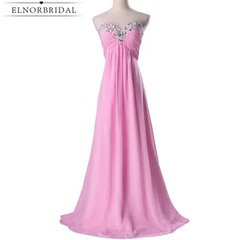 

Pink Bridesmaid Dresses Cheap 2020 Beading Sweethear Robe Longue Formal Wedding Guest Dress Party Gowns For Prom