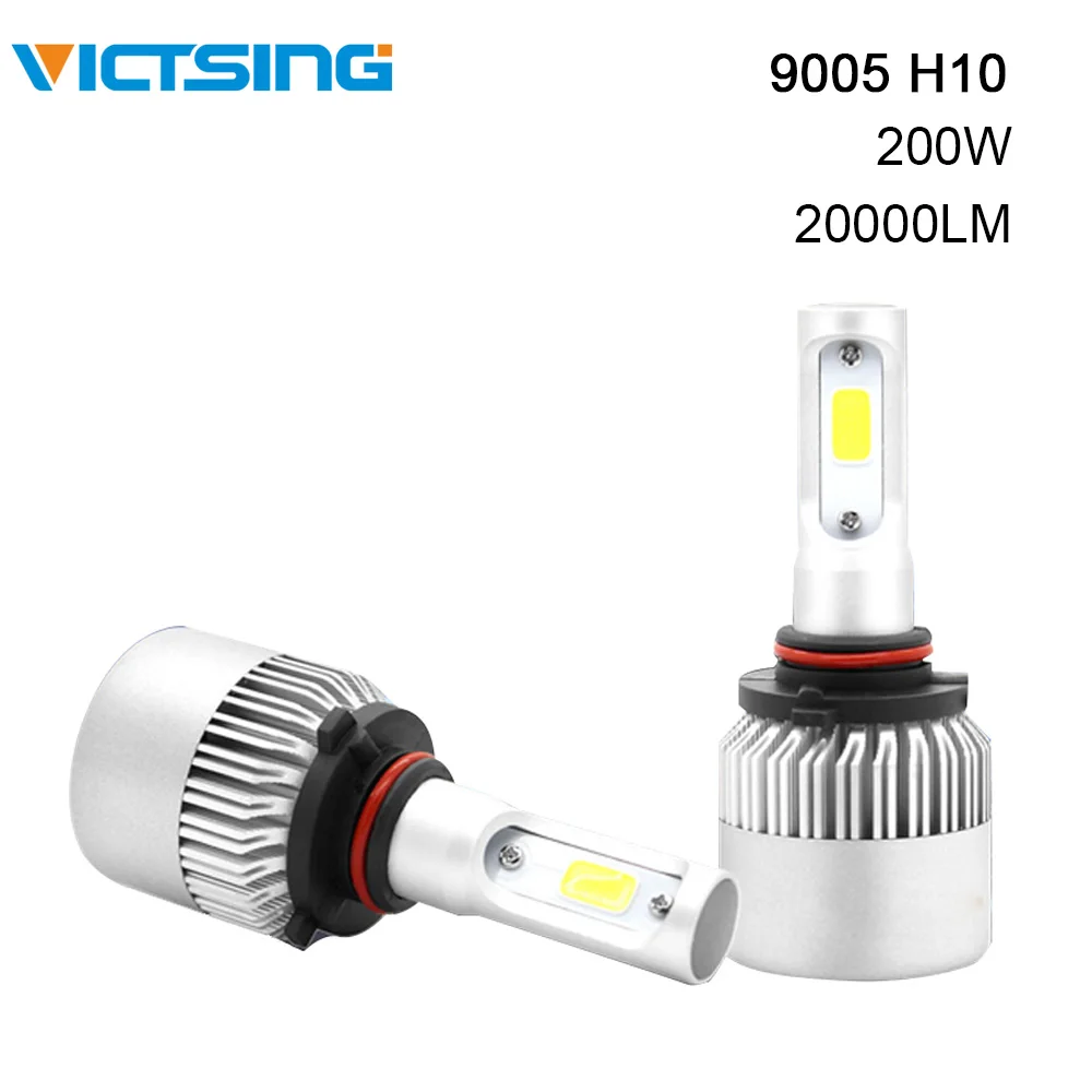 VicTsing 2 шт. Автомобильные фары 9005 H10 200 Вт 6500 лм комплект светодиодных фар лампы