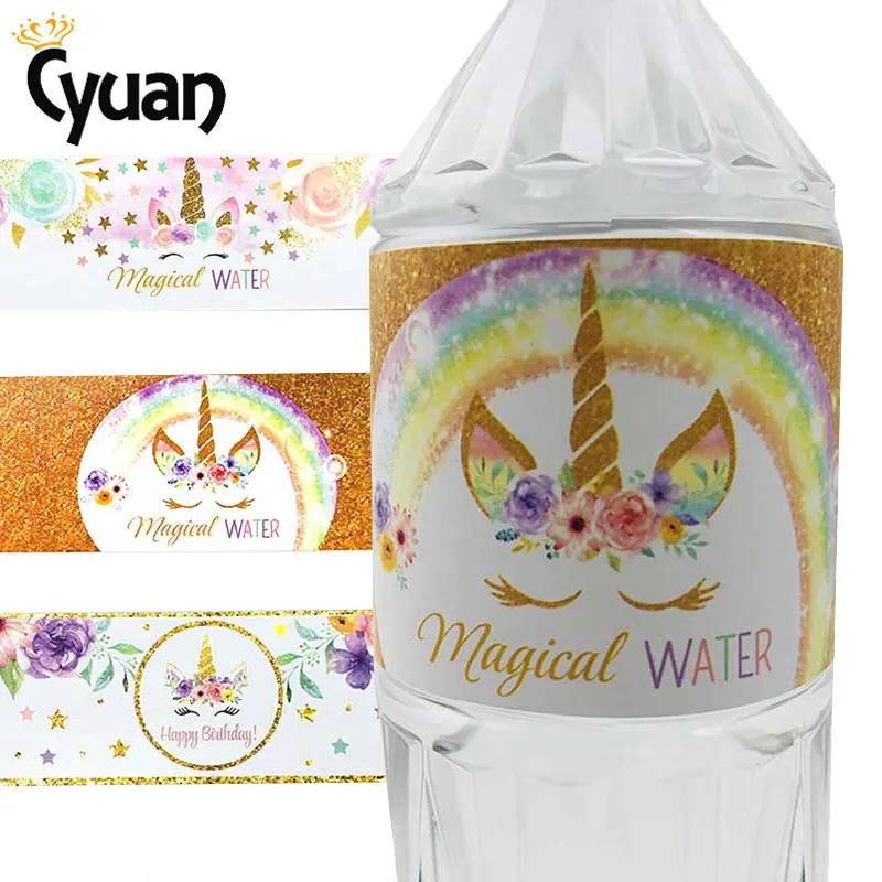 Baby Shower Water Bottle Labels Unicorn Horse Bottle Stickers Water Bottle Wrappers Kids Birthday Party Supplies