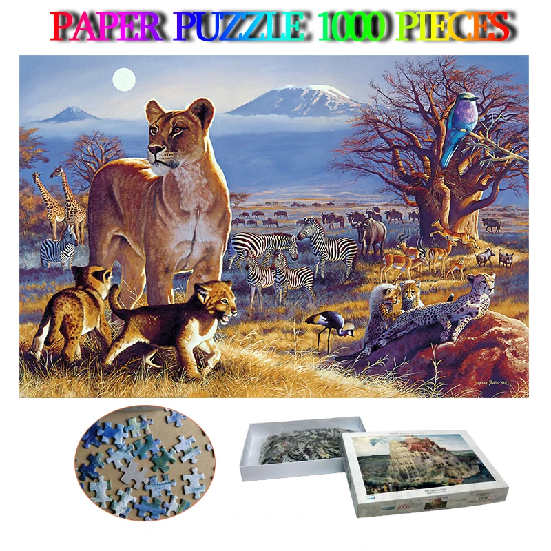 

Kilimanjaro Twilight 1000 Pieces African Landscape Puzzle Paper Jigsaw Puzzle Challenging 1000 Piece Puzzles Adult Puzzle Toys