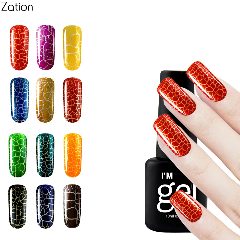 Zation Crackle Gel Crack Nail Polish Cracking Nail Lacquer Varnish
