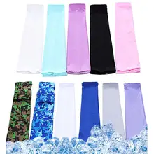 1 пара лед ткань УФ-Защита дышащий рука рукава Бег Фитнес Баскетбол Спорт Велоспорт Открытый Лето холодная рука грелки