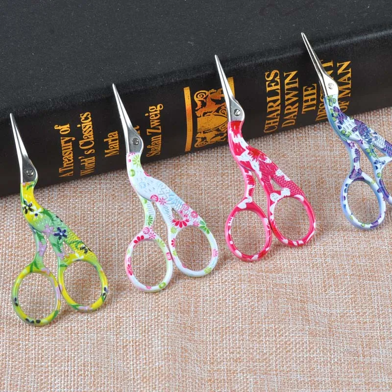 flower Sewing Scissors Heron Egret Scissors Steel Vintage Tailor Scissors For Fabric Craft