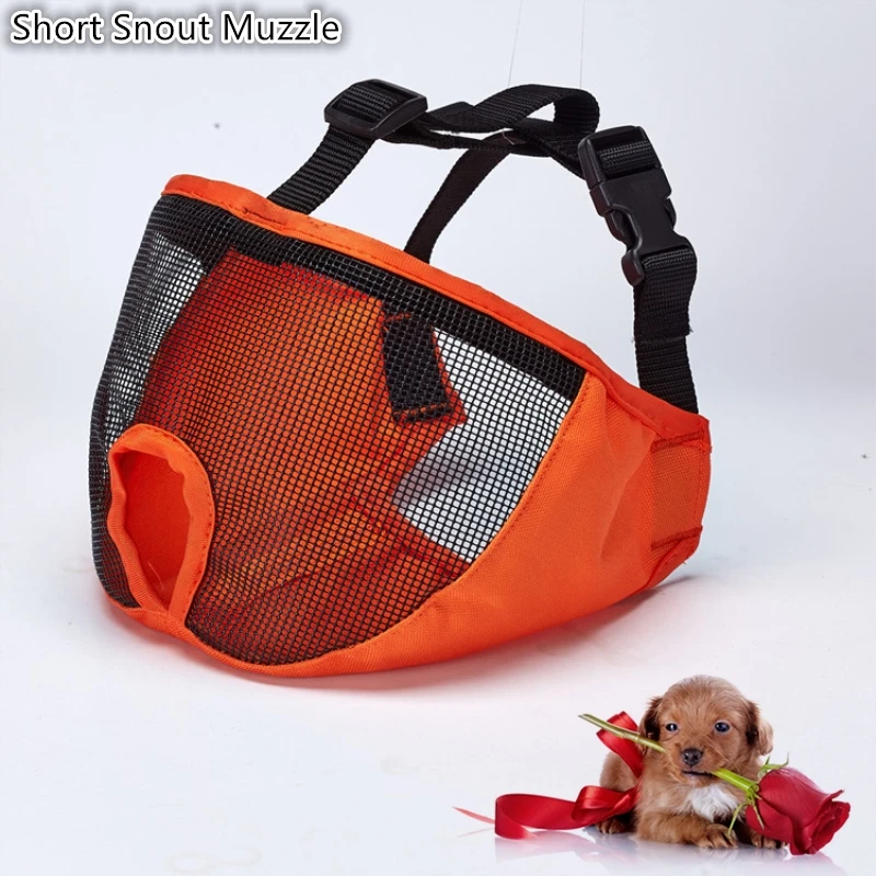 

New Breathable Mesh Short Snout Muzzle Puppy Adjustable Muzzle Bulldog Pug Month Muzzle Mask Anti Bite Chew Pet Dog Muzzles