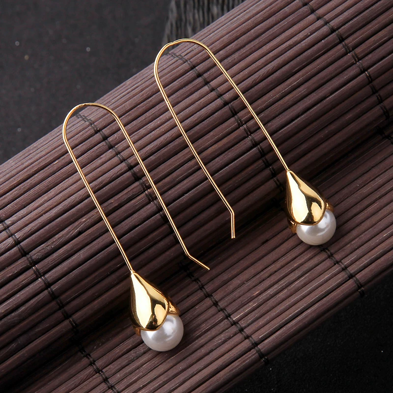 Wing yuk tak трендовые золотые медные серьги-кольца для женщин серьга с искусственным жемчугом Boho корейские ювелирные изделия