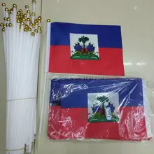 Флаги мира напечатанные полиэстер 14*21 см гаитский маленький флажок 100 шт./пакет с пластиковым стержнем