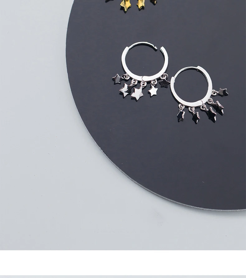 MloveAcc, 925 пробы серебряные Висячие серьги-кольца Huggie со звездами, ювелирные изделия для женщин, простая звезда, кисточка, блестящие женские серьги, аксессуары