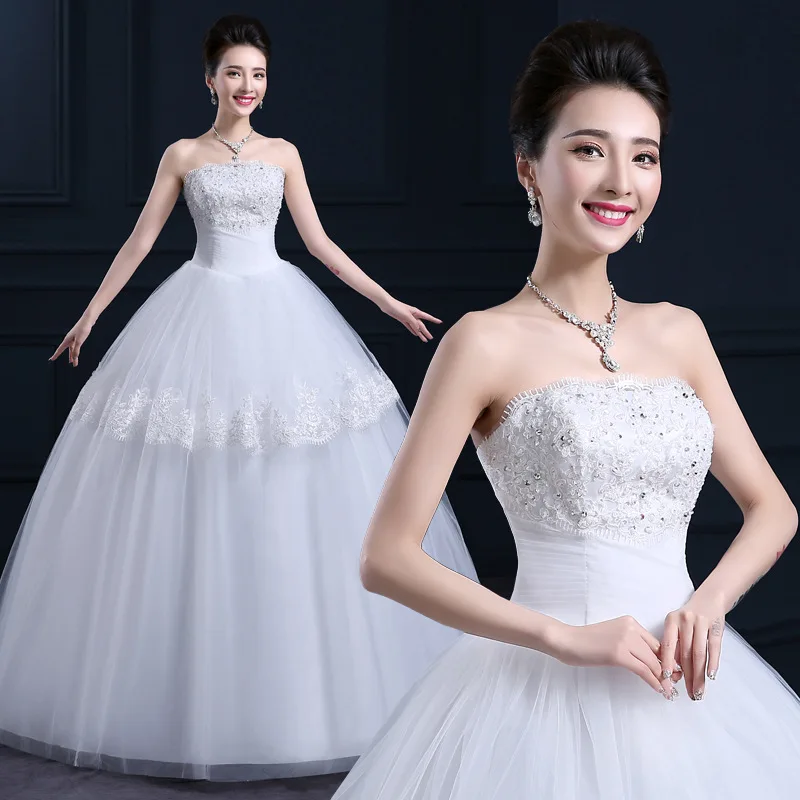 Vestido De Novia недорогое свадебное платье 2019 Новое свадебное платье без бретелек белое кружевное с вышивкой без рукавов элегантное длинное