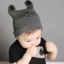 Baby Hats Newborn Cartoon Knitting Cap Toddler Kids Boys Girls Cat Ear Beanie Cap Infant Autumn Winter Warm Hat