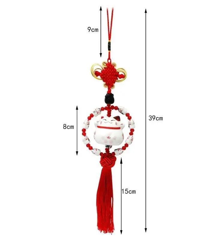 Манеки Неко Кот на удачу кулон феншуй красный Бисер кольцо домашнего декора автомобиля