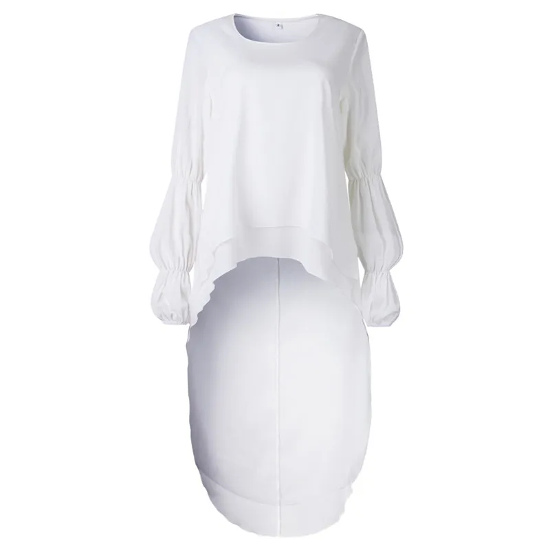 white blouse for women Bella Philosophy Long Sleeve Chiffon Tunic Blouse Spring Asymmetry Long Shirt Tops Ladies Solid Color Fashion Solid Blouse long sleeve blouse Blouses & Shirts