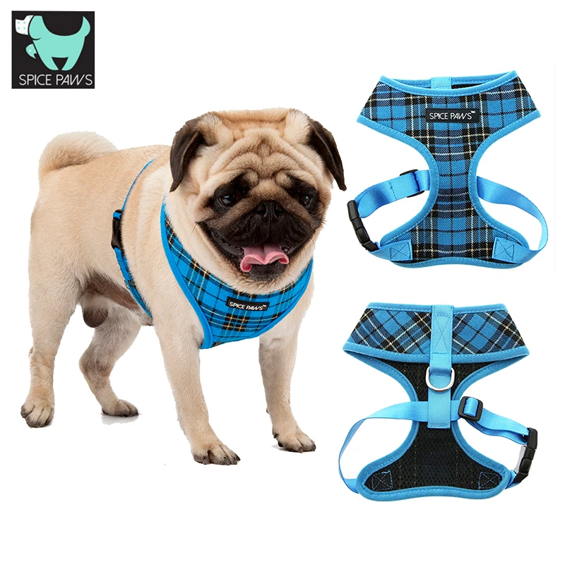 Spice Paws Dog Harness Vest Plaid Small Pet Dog Harness Adjustable Mesh