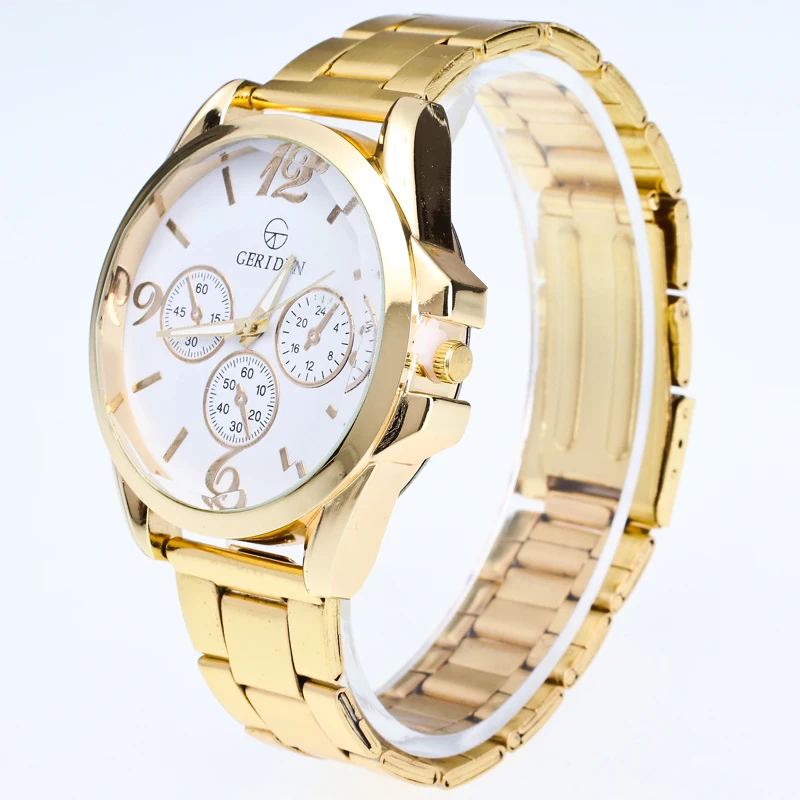 Новинка 2017 года известная марка Золотой Повседневное кварцевые часы Для женщин Для мужчин Нержавеющая сталь платье Для женщин Часы Relogio