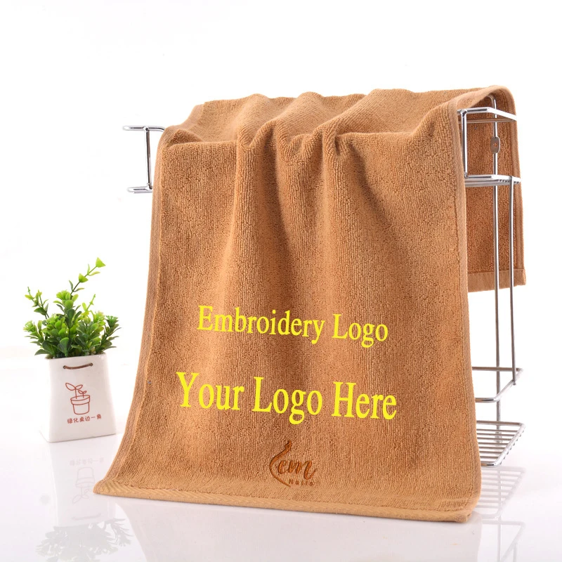 12pcs Embroidery Towel Cotton Bath Towel Custom Embroidered Face Towel Personalized Customized Sports Beach Towel With Logo Soft - Цвет: 12 pieces beige