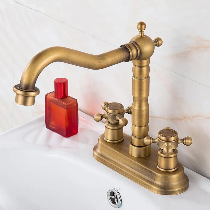 Grifo de lavabo de latón antiguo para baño, llave de doble palanca de lujo  de alta calidad, diseño de doble orificio, XT961, nuevo estilo|Grifos de  lavabo| - AliExpress