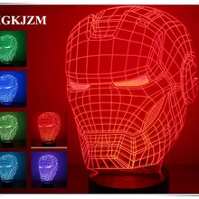 Новинка 3D Красочные изменения декоративная лампа накаливания Игрушка-ночник Железный человек Маска модели СВЕТОДИОДНЫЙ маленькие игрушки настольная лампа ночник