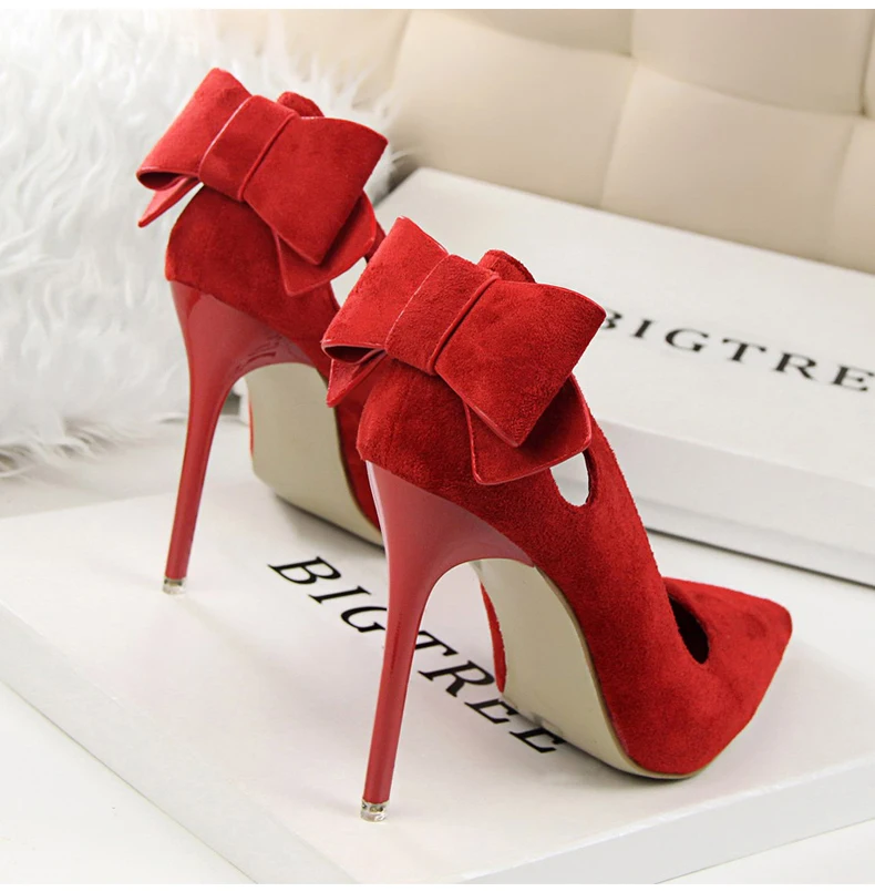 Women's Pumps Shoes High Heel Womens Shoes Heels Sexy High Heels Nightclub Party Women Shoes With Heels And Bow Tie Office Lady  (2)