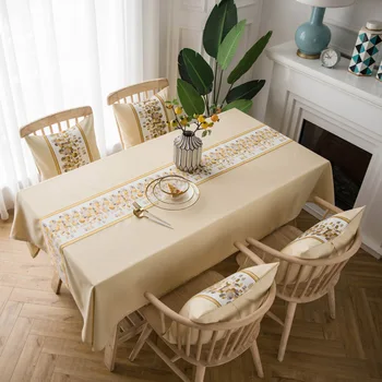 

Stylish Embroidery Tablecloths Beige Kitchen Table Desk Coffee Table Cloths Rectangular Table Cloth Pretty Tablecloth Cover
