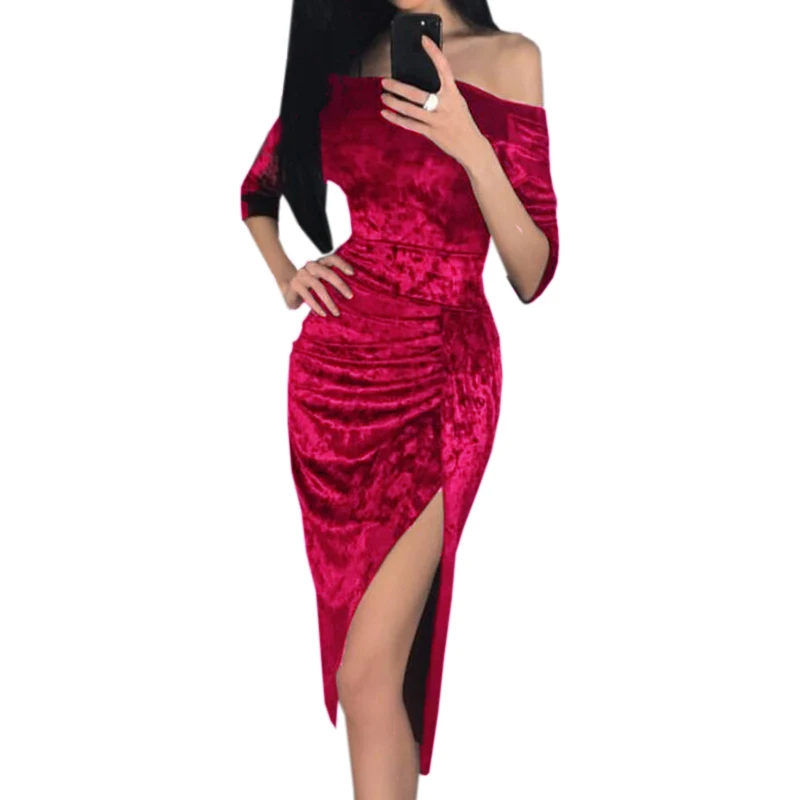 Сексуальное женское платье длиной до колена, мода, новое горячее предложение, бархатное платье для клуба, женское облегающее Бандажное платье с вырезом лодочкой, вечерние платья GV251