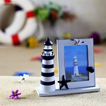 

Hot Selling Newest Mediterranean Wood Creative Photo Frame Hand-made Children's Room Lighthouse Phase Frame A Generation