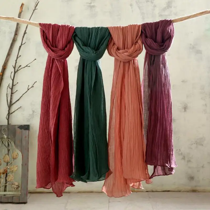 

Unisex Style spring summer autumn winter Scarf Cotton And Linen Solid Color long women's scarves shawl fashion men scarf