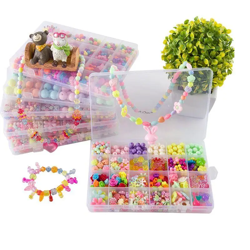 Günstige Kinder kreative DIY perlen spielzeug mit ganzen zubehör set Kinder mädchen handgemachte kunst handwerk pädagogisches spielzeug für geschenke und präsentiert