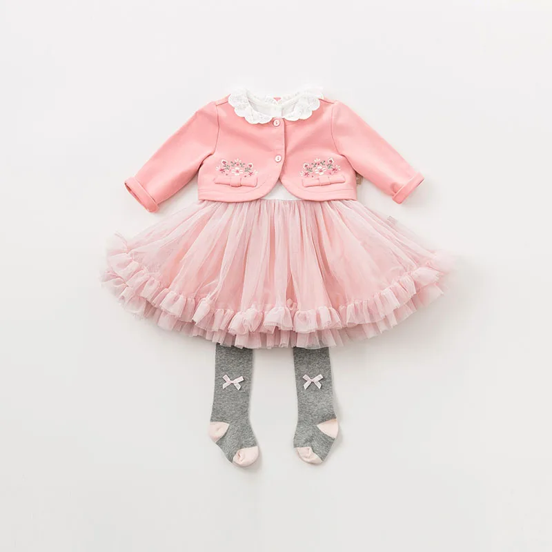 Dave bella/DBM9591; платье для маленьких девочек; осенние платья с длинными рукавами; Розовая одежда; детское Эксклюзивное Платье для дня рождения