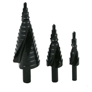 

4pcs / set HSS 4241 Nitriding Spiral Flute Step Drill +5 Inch Automatic Center Pin Punch Spring 78mm 53mm 43mm Step drill length