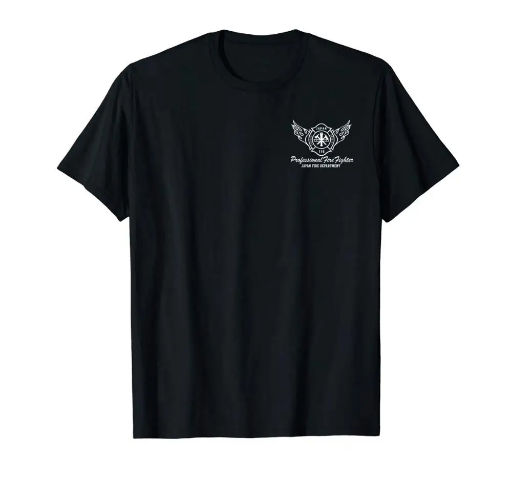 

Japan Firefighter T-Shirt Double Side Fashionable 2019 Summer Casual Hipster Fractal Pattern Tees Letter Printed T Shirt