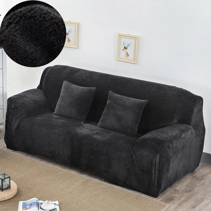 Плюшевый толстый чехол для дивана эластичный для гостиной чехол для дивана бархатный пылезащитный чехол для домашних животных все включено секционный диван