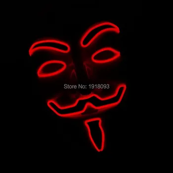 

2019 New design Flashing Red EL wire Vendetta mask Cosplay LED Mask Novelty Lighting for party Supplies DC-3V Driver