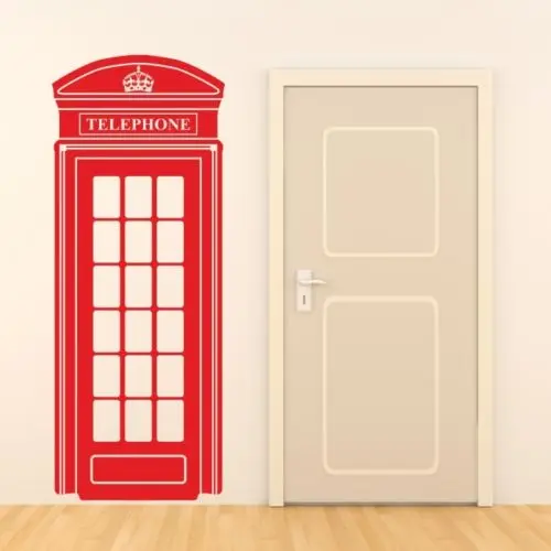 D0018 London Telephone Box Wall Sticker Retro Uk Phone Decal Mural Easily Adhesive Straight To The Wall Door Mirror Or Any Smooth Surface You Want Made With High Quality Removable And Waterproof Pvc