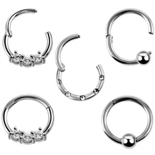 1 шт 16 г стальные сегментные шарнирные кольца с хрустальный пирсинг нариз перегородка кликер Лабрет кольца серьги для носа ювелирные изделия для пирсинга тела