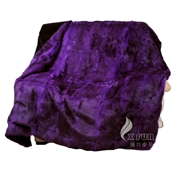 CX-D-08C высокого качества Зимний ручной работы модный натуральный кролик меховой ковер одеяло - Цвет: Фиолетовый