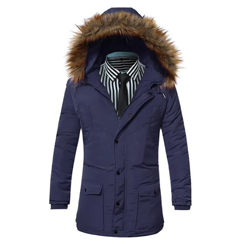 Мода 2017 г. Для мужчин любителей Подпушка куртка брендовая одежда Высокое качество Для мужчин Повседневное теплый с капюшоном меховой