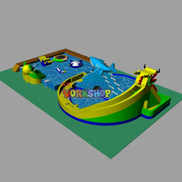Customized Of Large Land Water Paradise Portable Mobile Water Slide Pool Project For Sale 2