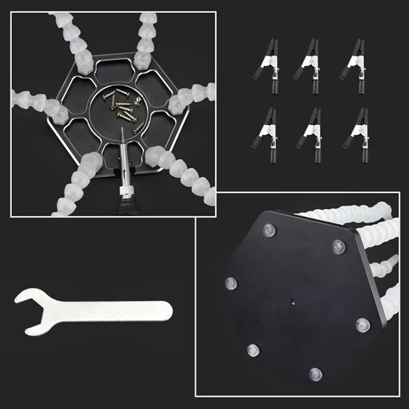 Паяльная станция с шестью гибкими рукоятками, металлическое основание, инструмент для пайки, 6 паек, тиски, алюминиевая база, хобби, нож для Solderin