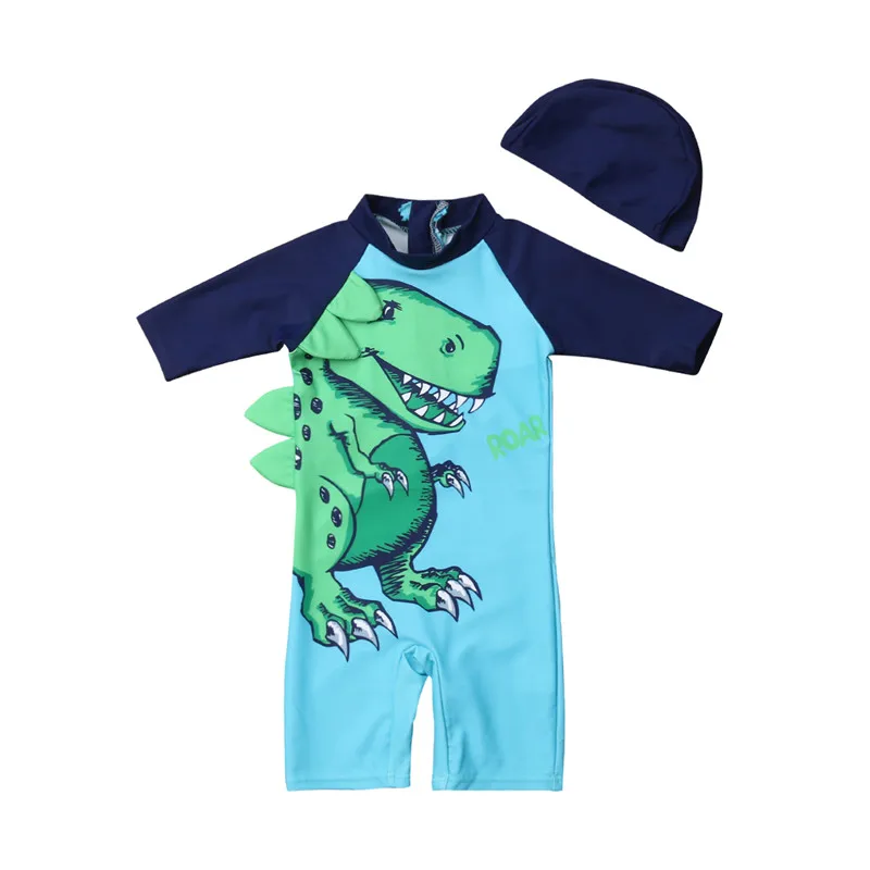 Одежда для маленьких мальчиков,, одежда длинные рукава Куртка с принтом "динозавр" Черепашки-ниндзя комбидресс твердая шляпа комплект из 2 предметов для детей ясельного возраста из нейлона, прекрасная одежда для отдыха - Цвет: Многоцветный