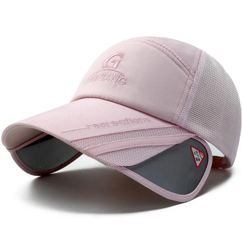 Новая мужская вытянутая усадка Удлиняющая Регулируемая Солнцезащитная шляпа для гольфа Гравитация Фолс для мужчин Спорт на открытом воздухе дышащая бейсбольная кепка - Цвет: Розовый