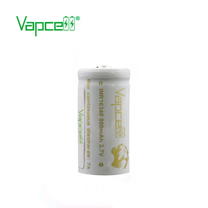 

Free shipping high capacity power RCR123A Vapcell 16340 3.7v battery 800mah charger battery for flashlight