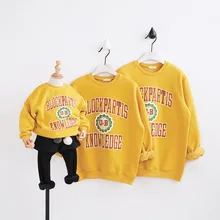 Mother and Daughter Clothes Family Look Outfits Hoodies Sweaters Kids Soft Cotton Fleece Sweaters Letter Pattern Family Clothing